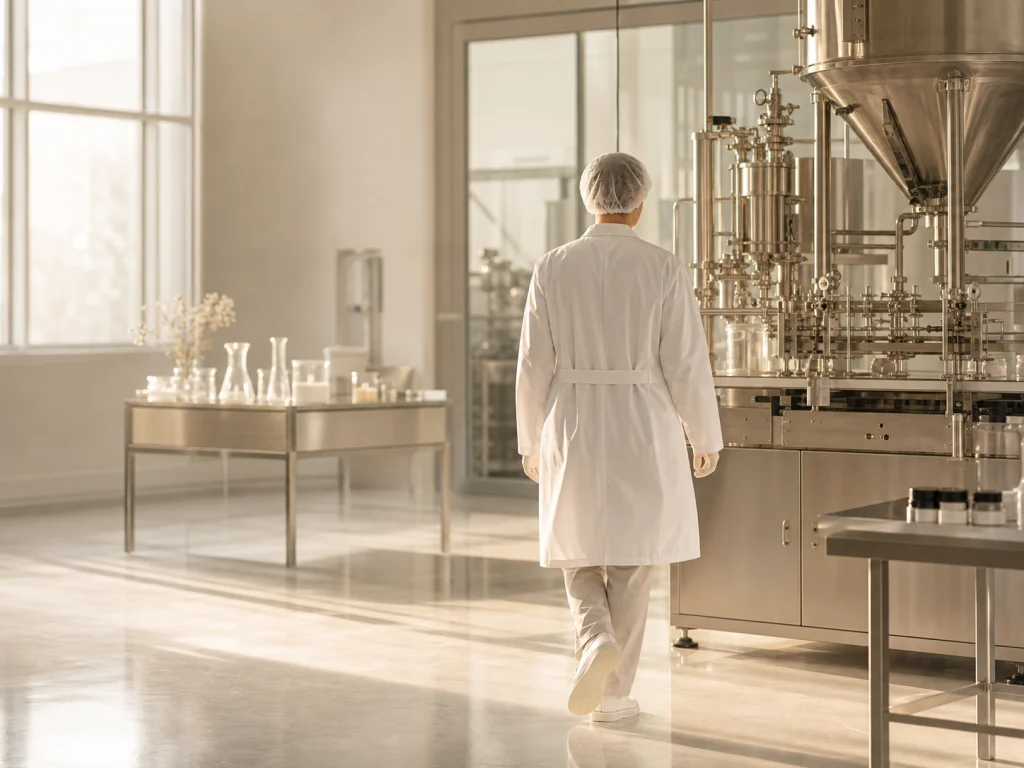High-tech skincare manufacturing line